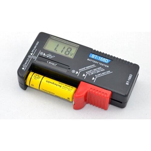 BT-168D battery voltage tester can be used for AA/AAA/C/D/9V/1.5V Button Cell , 9V battery and Button Battery voltage tester