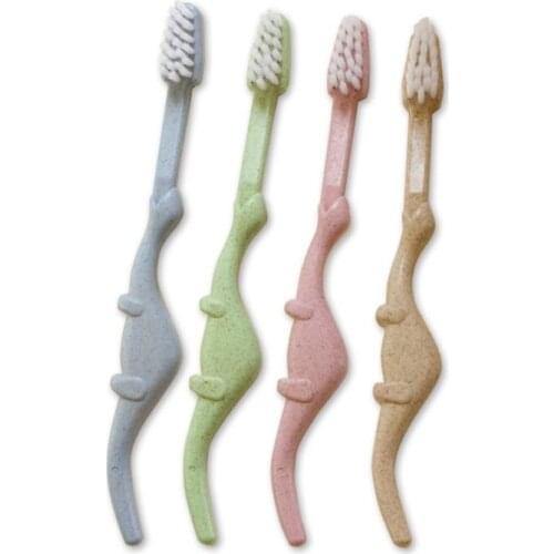 2021 New Baby Toothbrush Natural Wheat Straw Cartoon Toddler Children Newborn Oral Care