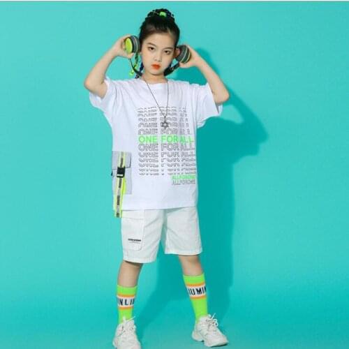 Kids Hip Hop Costumes Boys TShirts Cargo Shorts Lattice Pants Street Dancewear Girls Jazz Clothes Jazz Modern Dance Clothing