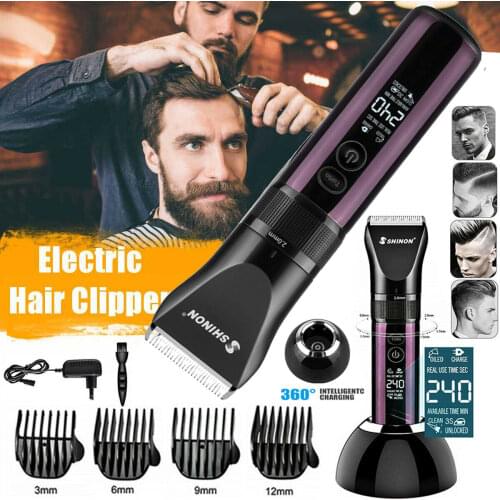 Electric Hair Clipper Rechargeable Shaver 3 Modes Men LED Display Professional man Hair Clipper Hair Trimmer+Charging Base
