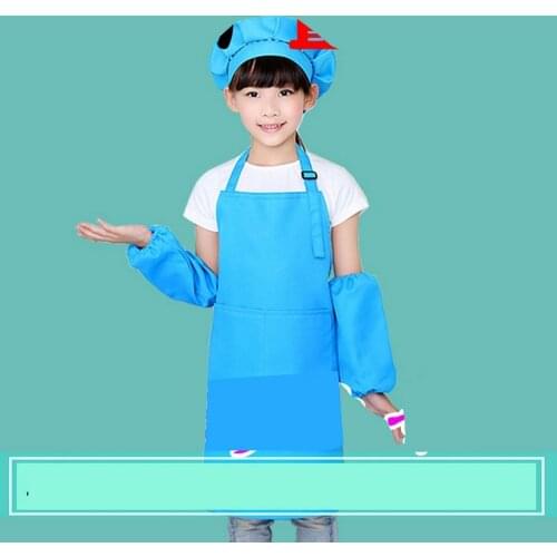 Child Apron Kids Sleeve Hat Pocket Kindergarten Kitchen Baking Painting Cooking Drink Food Enfant Tablier Delantal Logo Print