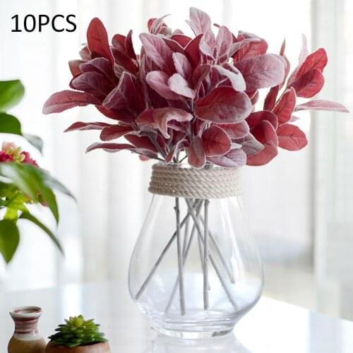 Artificia l10pcs Silk Rabbit Plant Branch Flores Fall Leaves Christmas Wedding Decoration Flowers Arrangement Wreat New