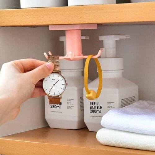 Kitchen 360 Degree Rotary Hook Household Table Self Adhesive 6 Claw Clothing Jewelry Kitchen Hook Rack