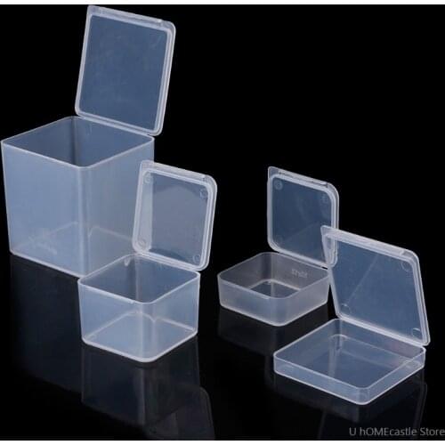 Small Square Transparent Plastic Jewelry Storage Boxes Beads Crafts Case Containers DropShip