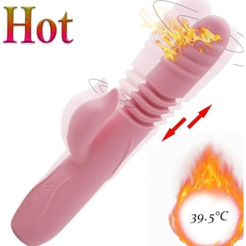 Heated Strong Vibrator Dildo For Women Vagina G-Spot Stimulator Rabbit Clitoris Vibration Extendable Female Massager Sex Toys