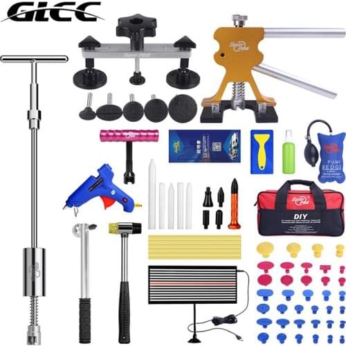 GLCC Set PDR Tool Slide Hammer Golden Lifter Bridge Puller Glue Gun Glue Stick Glue Gasket Tool Bag Kit For Car Paintless Repair