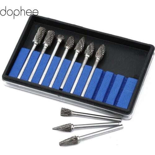 Dophee 10Pcs Dremel Accessories Drill Grinder Carving Engraving Bit Burr Set Wood Cutter Rotary Tool File Solid Tungsten Carbide
