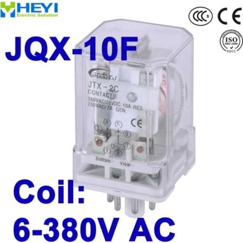Silver alloy contacts Coil voltage 6V-380V AC JQX-10F 3C General Purpose Relay