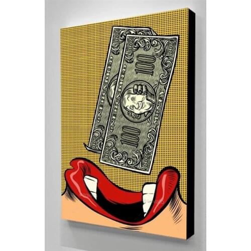 Canvas Wall Art HD Mouth Money Funny Cartoon Prints Poster Cool Home Decoration Painting For Bedroom Modular Pictures No Frame