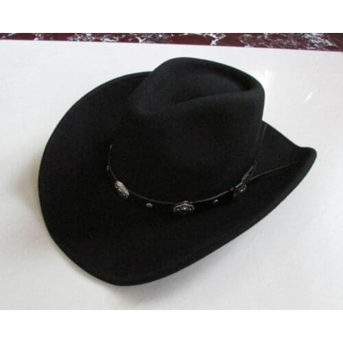 New 100% Woolen Cowboy hat Waterproof Wrinkle-free Felt Cowboy Hats Wide Brim Cowboy Hat Large-brimmed B-8133