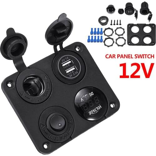 New 12V Car Cigarette Lighter Socket + Dual USB Port Charger + Voltmeter Panel For Car Purifiers Dust Collectors