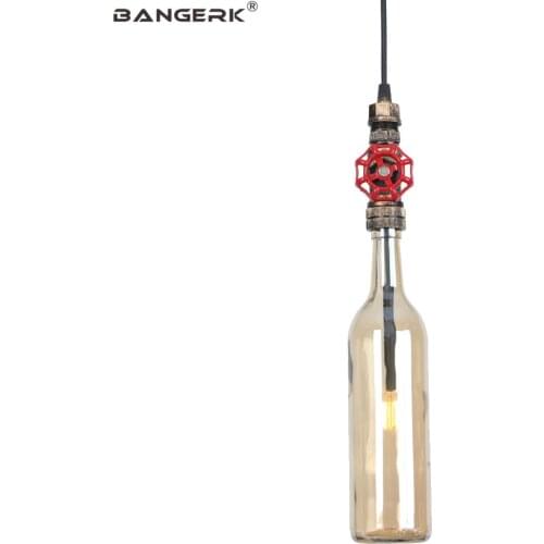 Industrial Water Pipe Pendant Lamp Loft Style Decor Bottle LED Lights Vintage Hanging Light Dinning Room Bar Indoor Lighting