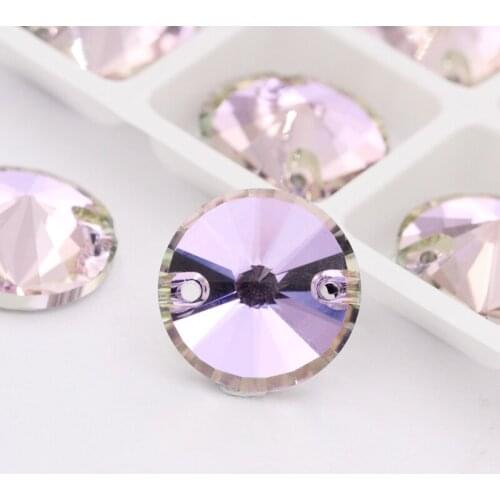 Pink Rose Color K9 Round Crystal Flatback Sew-on Rhinestones Strass Glass for Diy Craft Christmas/Clothing Garment Decoration