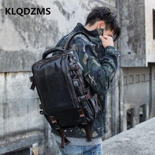 KLQDZMS Mens High Quality Backpack Casual Fashion Bag Outdoor Travel Shoulder-Bag Travel Laptop-Bag Durable Schoolbag