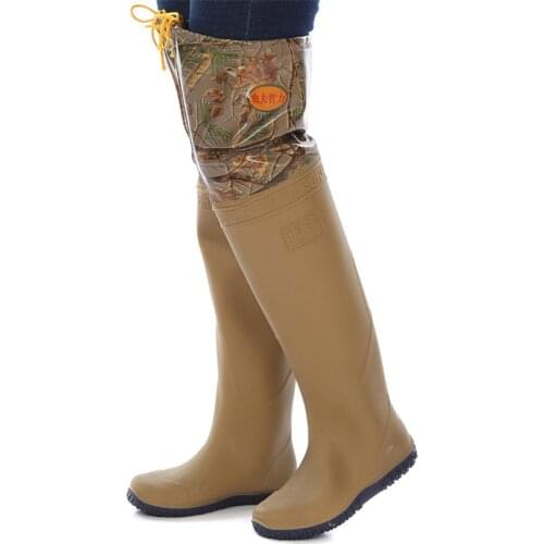 60cm Knee Height Camouflage Fishing Waders PVC Material Soft Sole Waterproof Wader for Fishing Unisex Fishing Boots