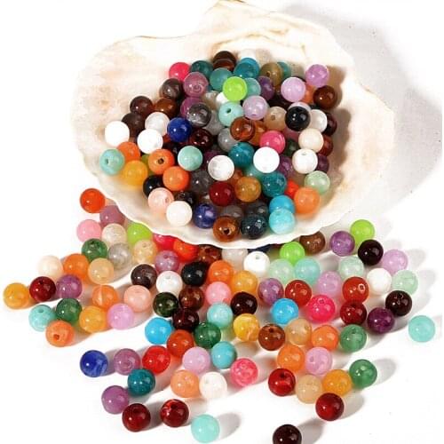 Earrings Colored Balls Box to Make Necklaces Charm Pendant for Bracelet Glass Acrylic Cross Beads 6 8 10mm DIY Handmade 100PCS