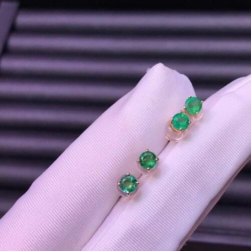 Classic Pass Diamond Test Round Emerald Earrings 925 Silver Excellent Stud Earrings for Women
