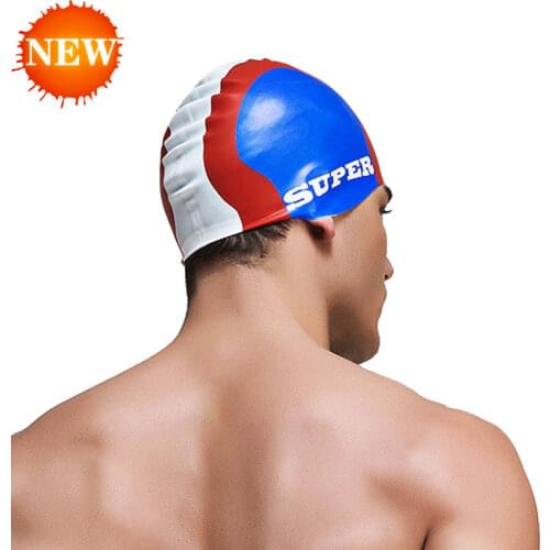 Summer water man swimming caps silicone boys new blue bathing cap male adult professional waterproof ear Sale