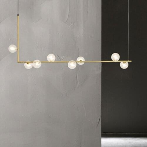 Modern Chandelier Lighting for Dinning Room Nordic Long Table Glass Ball Hanging Lamp Retro Loft Chandelier Lamp For Bar,Shop