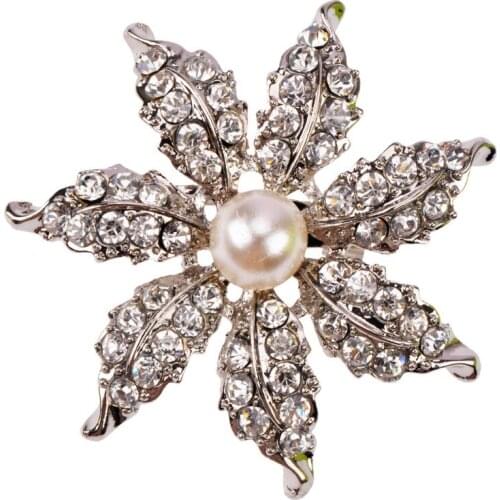 Rhinestone and Pearl Flower Brooches for Women Vintage Jewelry Fashion Flower Brooch Pin High Quality BRO68