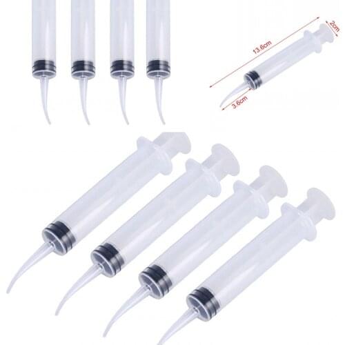 JETTING 4PCS Disposable Transparent Dental Irrigation Syringe With Curved Tip 12cc Dental Care Teeth Whitening Cleaner Oral Care