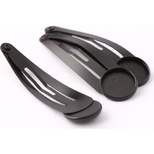 Reidgaller 10pcs black hair clip cabochon base settings 12mm dia hairpin bezel trays diy jewelry findings