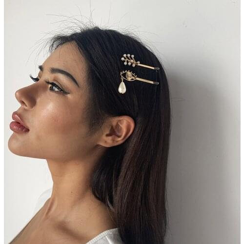 2 pcs/ set fashion vintage pearl eyes hairclips hairgrips headwear barrettes accessories