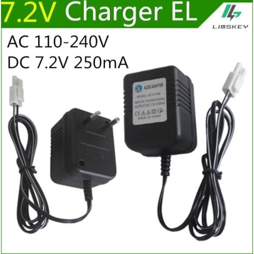 7.2 V AA NiCd and NiMH battery charger 7.2V 250mA battery charger For RC toy car EL plug AC 110-240V DC 7.2V 250mA