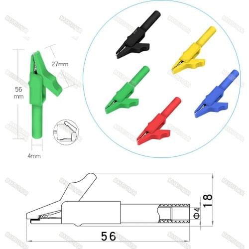 56mm Alligator Clip with 4mm Socket for 4mm Banana Plug Safe Crocodile Clamp Test Accessories 300V/15A