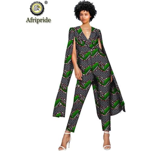 Women`s Casual Set African Print Clothing Dashiki Tops and Ankara Pants Long Sleeve Crop Top Sexy Fashion AFRIPRIDE S2026004