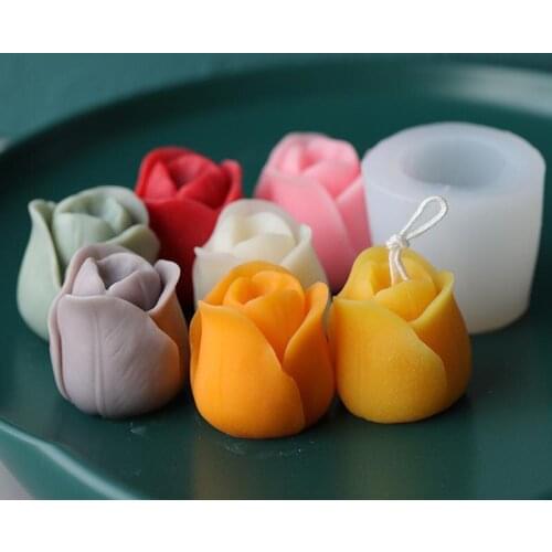 1PC 3D Tulip Candle Mold DIY Handmade Candle Making Soap Mould Chocolate Cake Silicone Mold DIY Craft Decor Tool