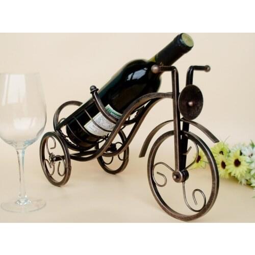 1PC Red wine vintage wine holder tricycle ornaments display metal rack Storage Organizer Bar Wine Shelf J2053