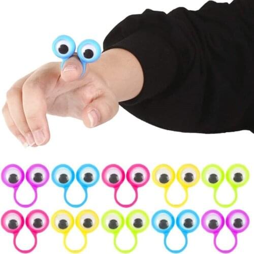 10PCS Simulation Eye Finger Puppets Plastic Rings with Wiggle Eyes toy Favors for Kids Assorted Colors Gift Toys Pinata Fillers