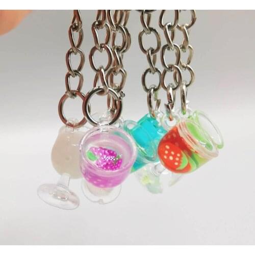 10 PCS Creative Mini Goblet Fruit Drink Keychain Pendant Resin Pendant Milk Tea Shop Gift Giveaway