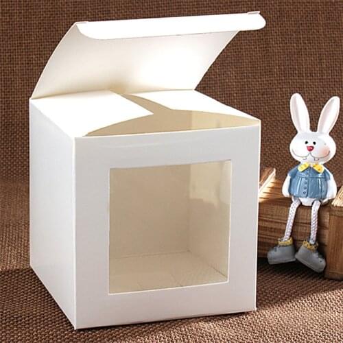 20pcs 15 sizes white craft paper window box,white package paper gift /candy /wedding favor box with clear pvc window