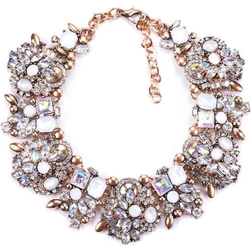 2020 Indian Statement Choker Necklace Women Luxury Crystal Rhinestone Big Bib Necklace Femme Boho Ethnic Large Collar Necklace