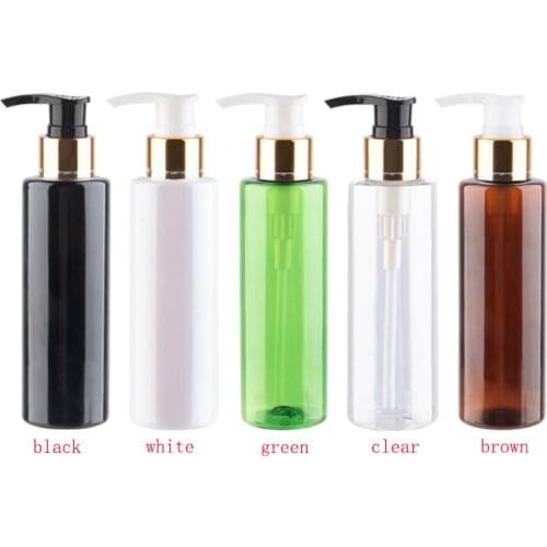 30pcs 150ml Gold collar Screw Lotion Pump Bottles 150cc Liquid Soap Washing Dispenser Cosmetic Packaging Bottle DIY Containers