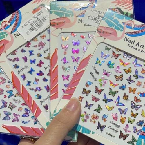 1pc Butterfly Nail Sticker Fantasy Laser Color Butterfly Nail Decal Designs Manicure Nail Decoration Tool