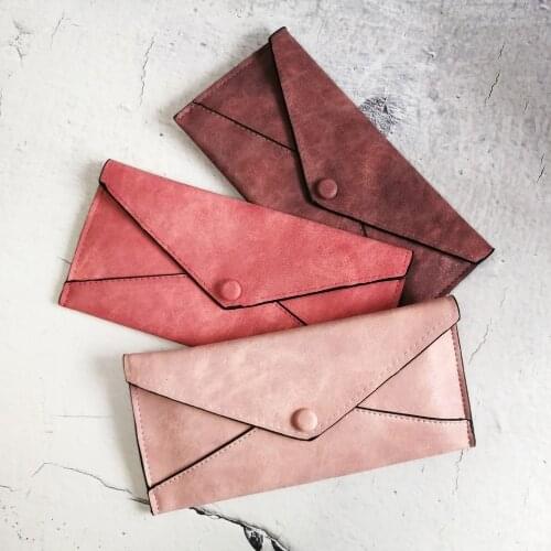 AFKOMST Wallet Long for Women Solid Thin Design Envelope bag Casual Slim Card Holder Coin Pocket Hasp Cluth Purse VKP1504