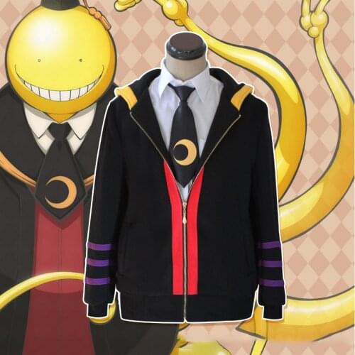 Anime Assassination Classroom Korosensei Cosplay Costumes zipper Hooded Sweater Jacket Tie Shirt Halloween Christmas Uniform
