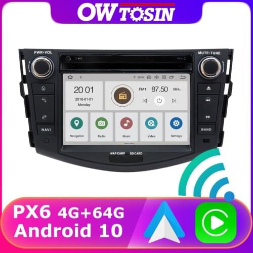 PX6 4G+64G Android 10 Car DVD For Toyota RAV4 2006-2012 GPS Radio Player DSP Android Auto Wireless Carplay TDA7850 Bluetooth 5.0