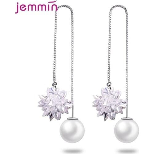 Big Ice Flower Pendientes Mujer 925 Sterling Silver Drop Earrings For Women Pierced Simple Dangle Earing Korean Jewelry