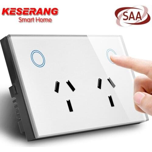 SAA,GMA Approved AU Standard Double wall socket 10A,Tempered Crystal Glass wall outlet,Touch Plug Socket Power Outlet 120*72MM