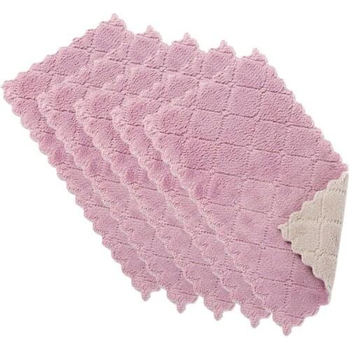 Print Two-Color Double-Sided Absorbent Dishcloth Thickening Wipe TableCloth Soft Towel Rag Kitchen Cleaning Towels
