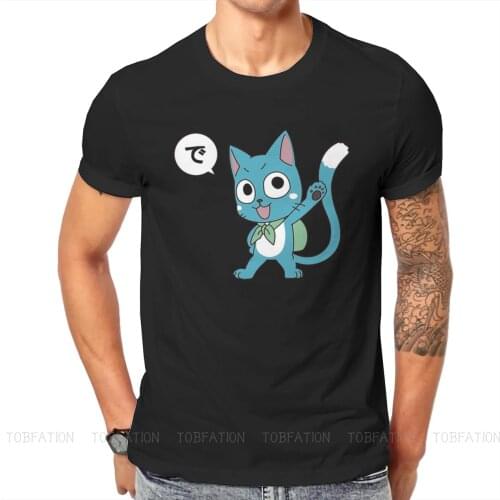 Fairy Tail Lucy Natsu Happy Gray Erza Anime Crewneck TShirts Happy Tail Print Homme T Shirt Hipster Clothing 6XL