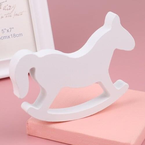 Figurines & Miniatures White Wooden Rocking Horse Trojan Wedding Ornament Home Decor Crafts Kids Toys Drop Shipping