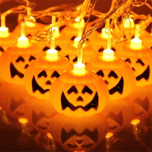 Halloween Pumpkin String Lights Decoration LED Skeleton Ghost Lantern Home Outdoor Party Christmas Garland Light Happy Halloween