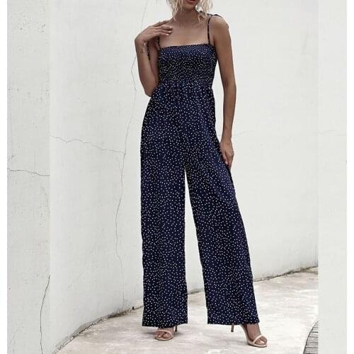 Rompers Womens Jumpsuit Print Bow-Knot Straps Wide-Leg Pants Boho Chi Loose Long Red Summer Sling Elastic Tube Top Sexy Beach