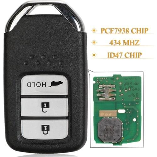 Kutery 5pcs 3 Buttons Smart Remote Car Key Fob 434Mhz ID47 Pcf7938 For Honda CR-V 2018 A2C983191003