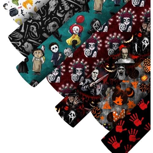 Smooth Texture Faux Leatherette Sheet Halloween Bat Print Synthetic Leather Fabric For Bow Crafts DIY Handmade Material,1Yc20850